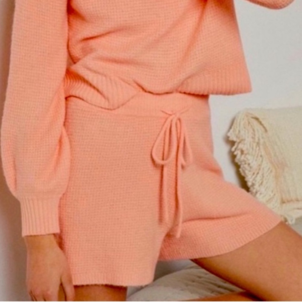 Anthropologie Saturday Sunday XS Orange Brenna Soft Fuzzy Pull on Lounge Short